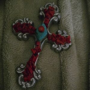 Silver and Red Decorative Cross